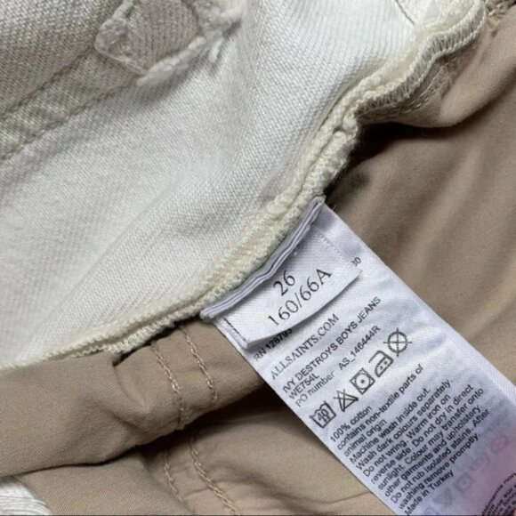 All Saints White Jeans Ivy Destroy Boy Distressed Straight Leg Denim high rise - Picture 13 of 16